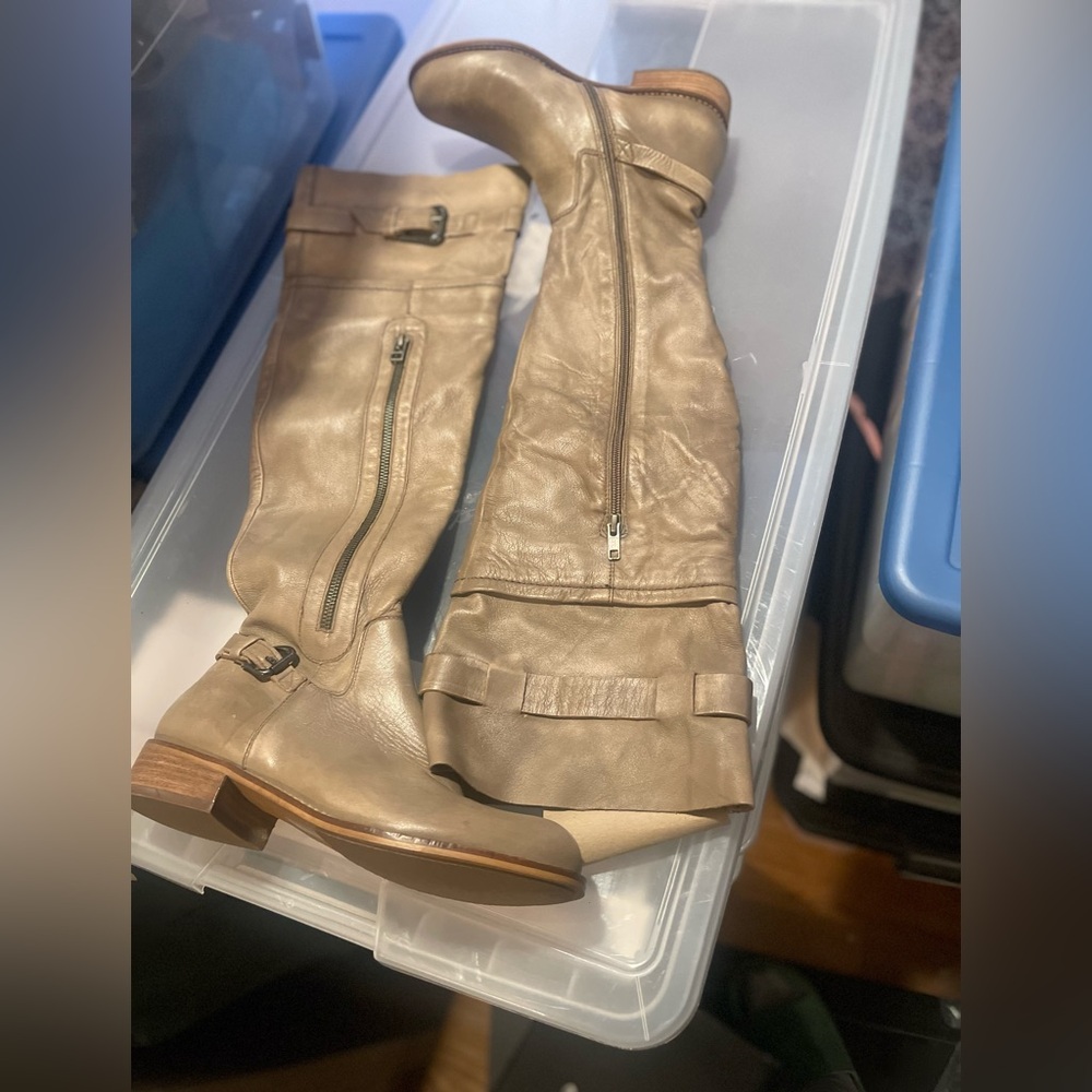 Never been worn
 Taupe Leather Knee-High Boots By Steven  (Steve Madden)